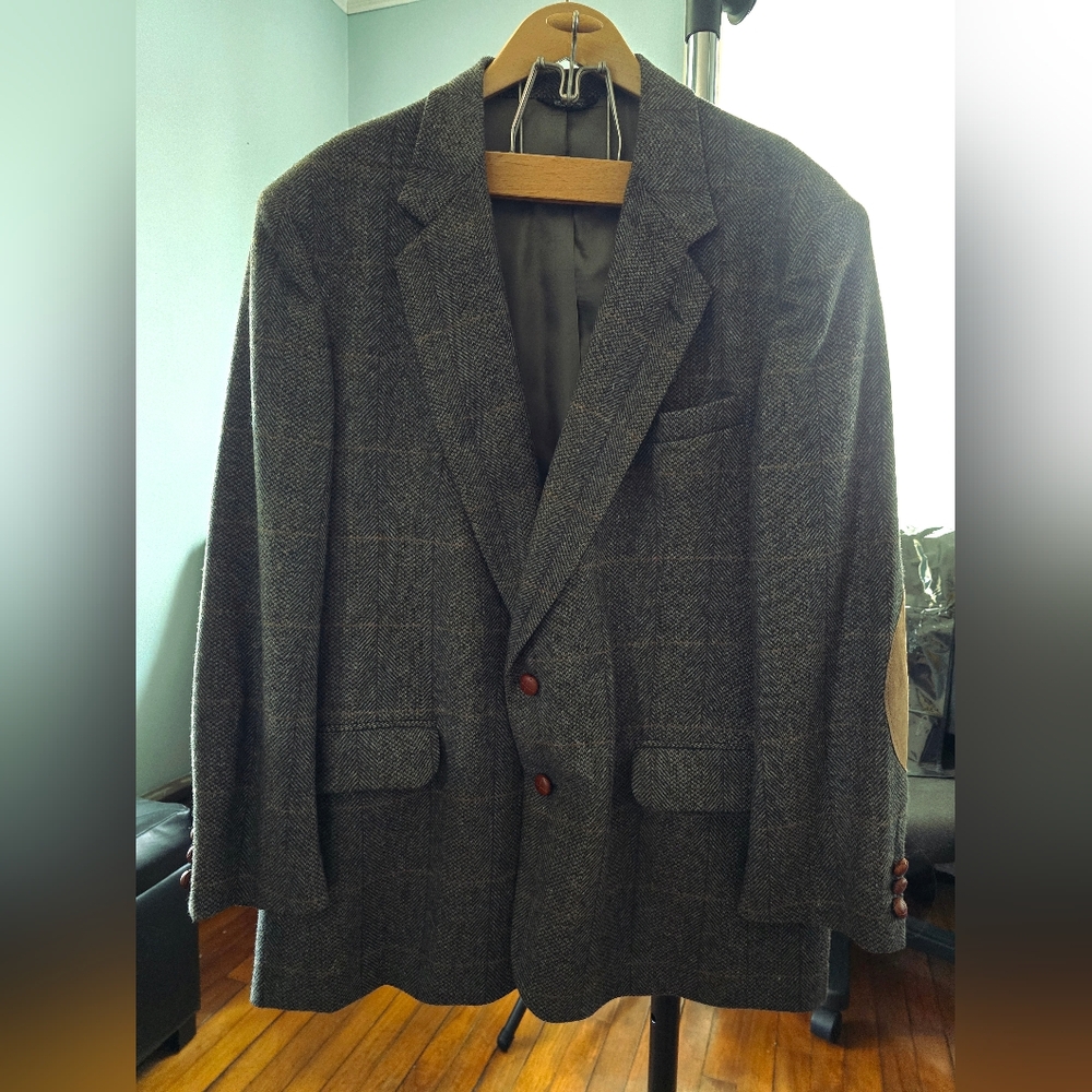 Stuart Hughes Mens Wool Tweed Sport Coat, 46L